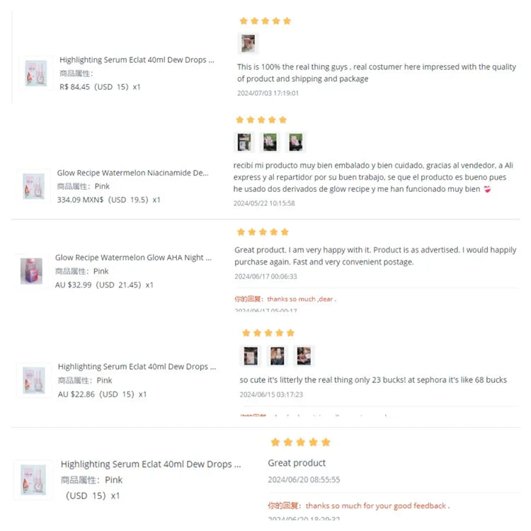 Highlighting Serum Eclat 40ml Dew Drops Niacinamide Watermelon Glow Recipe Brightening