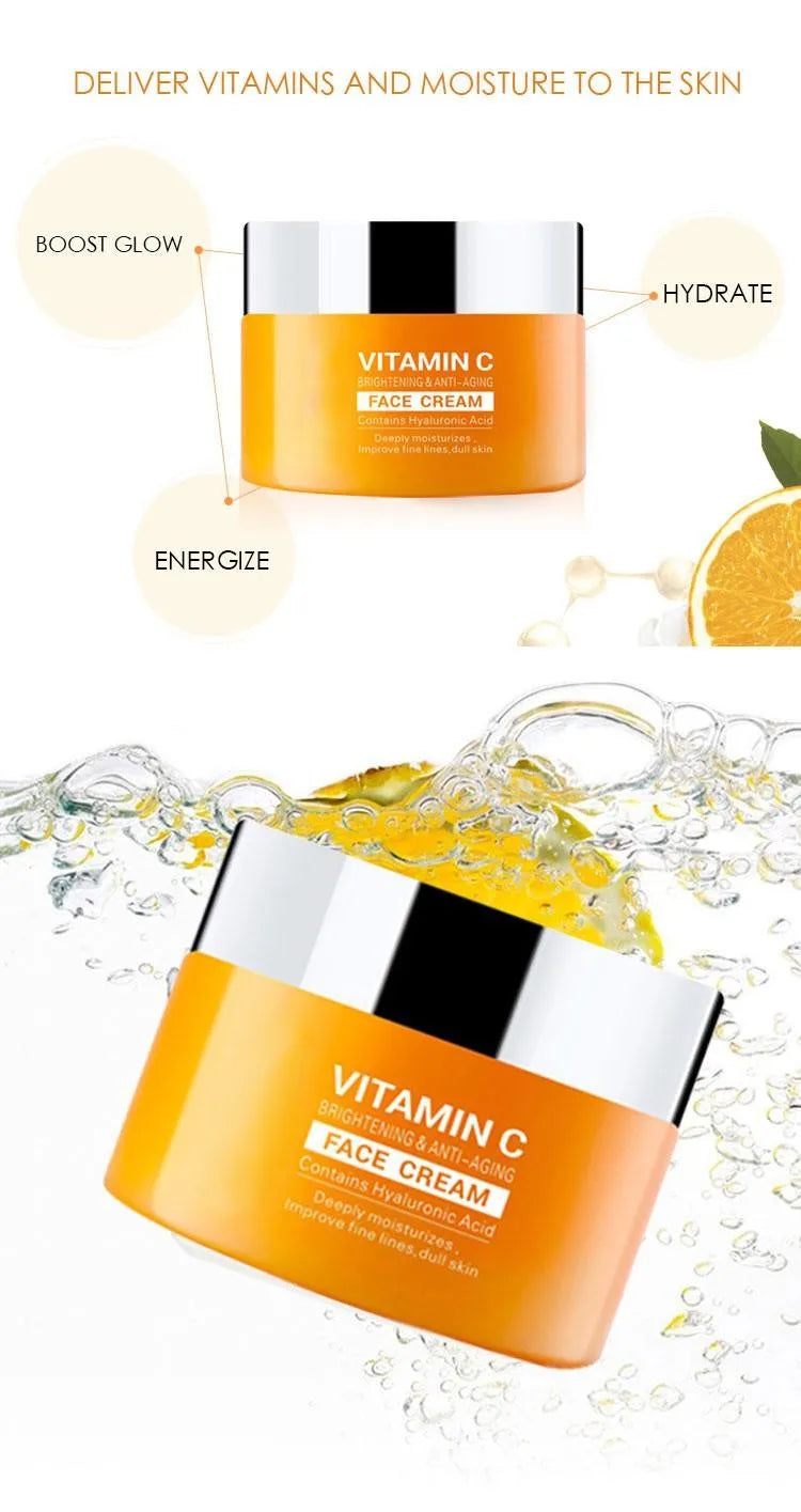 DR.RASHEL vitamin C Facial Cleanser And Toner Essence Face Cream 4-Piece Facial Skincare Set