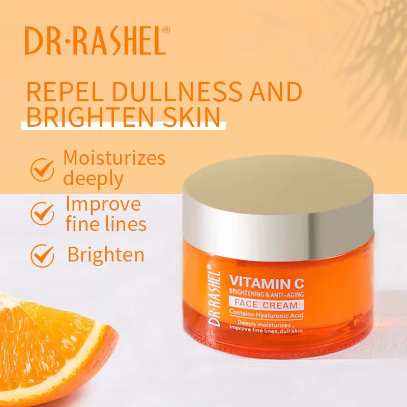 DR.RASHEL vitamin C Facial Cleanser And Toner Essence Face Cream 4-Piece Facial Skincare Set
