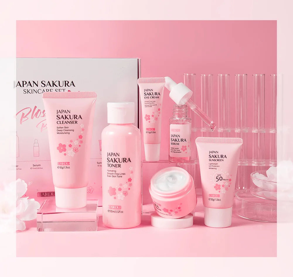 Set Presente Sakura Japonês - 6 Peças com Protetor Solar Gift Set