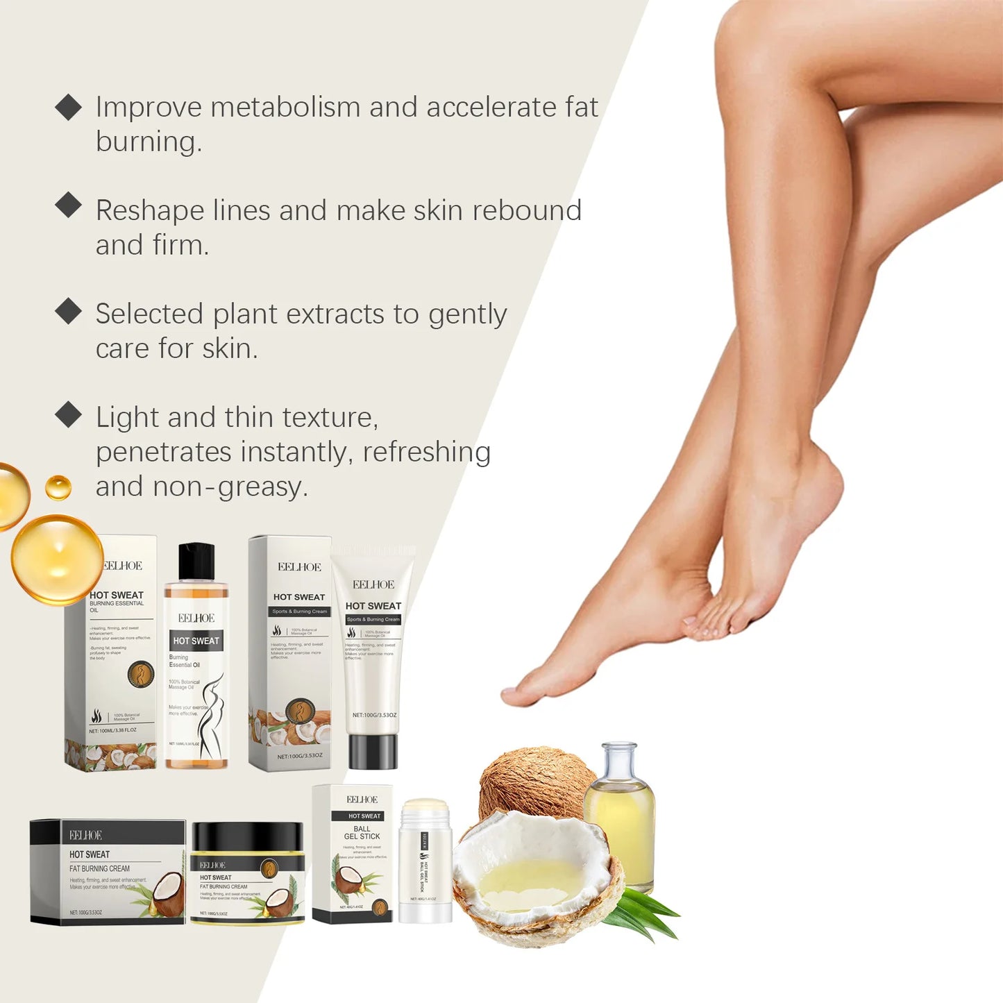 Creme Anti-Flacidez EELHOE 100ml - Firmador Abdominal Hidratante Modelador