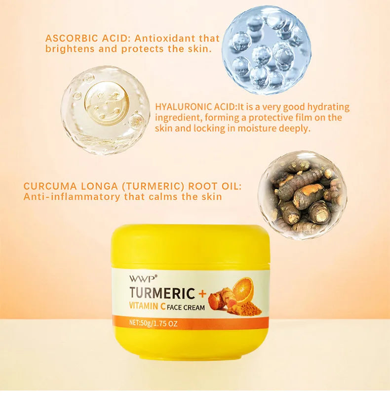 Creme Facial Açafrão Vitamina C 50g - Clareador Anti-Manchas Hidratante