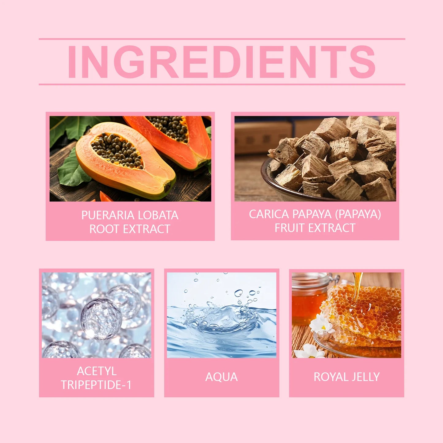 Creme Firmador de Peito Papaia e Pueraria - Geleia Real Tripeptídeo-1 Hidratante Elasticidade