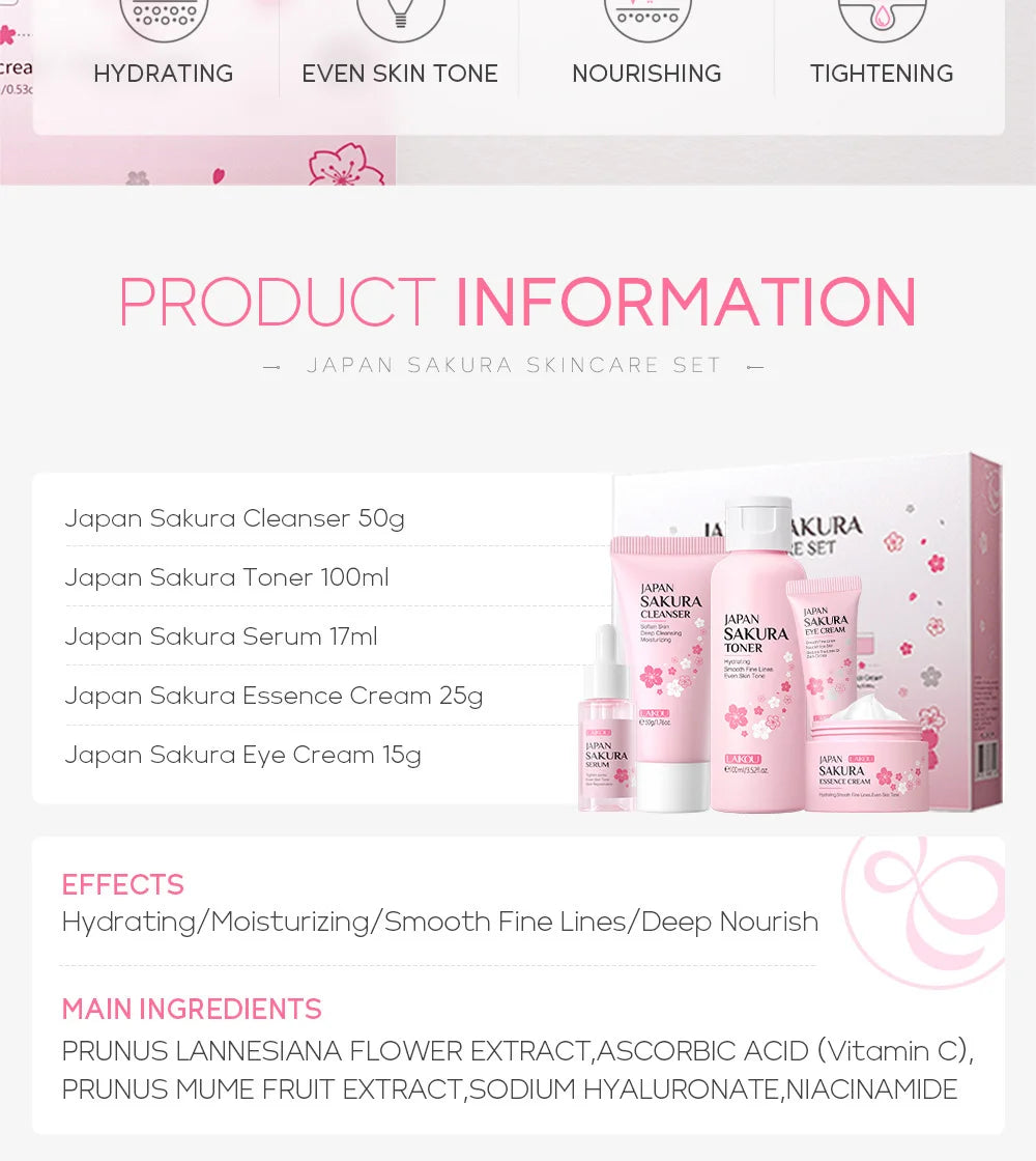 Kit Sakura LAIKOU Completo - 6 Peças Iluminador e Hidratante Premium