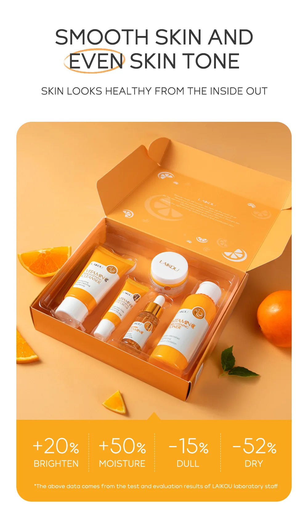 Set Completo de Cuidados Faciais com Vitamina C - 5 Peças Hidratante Anti-Idade