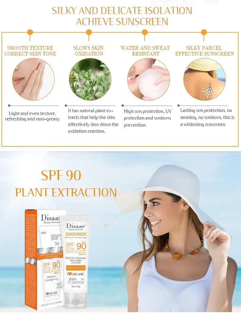 Protetor Solar Facial e Corporal SPF 90 - Anti-Idade Hidratante Clareador