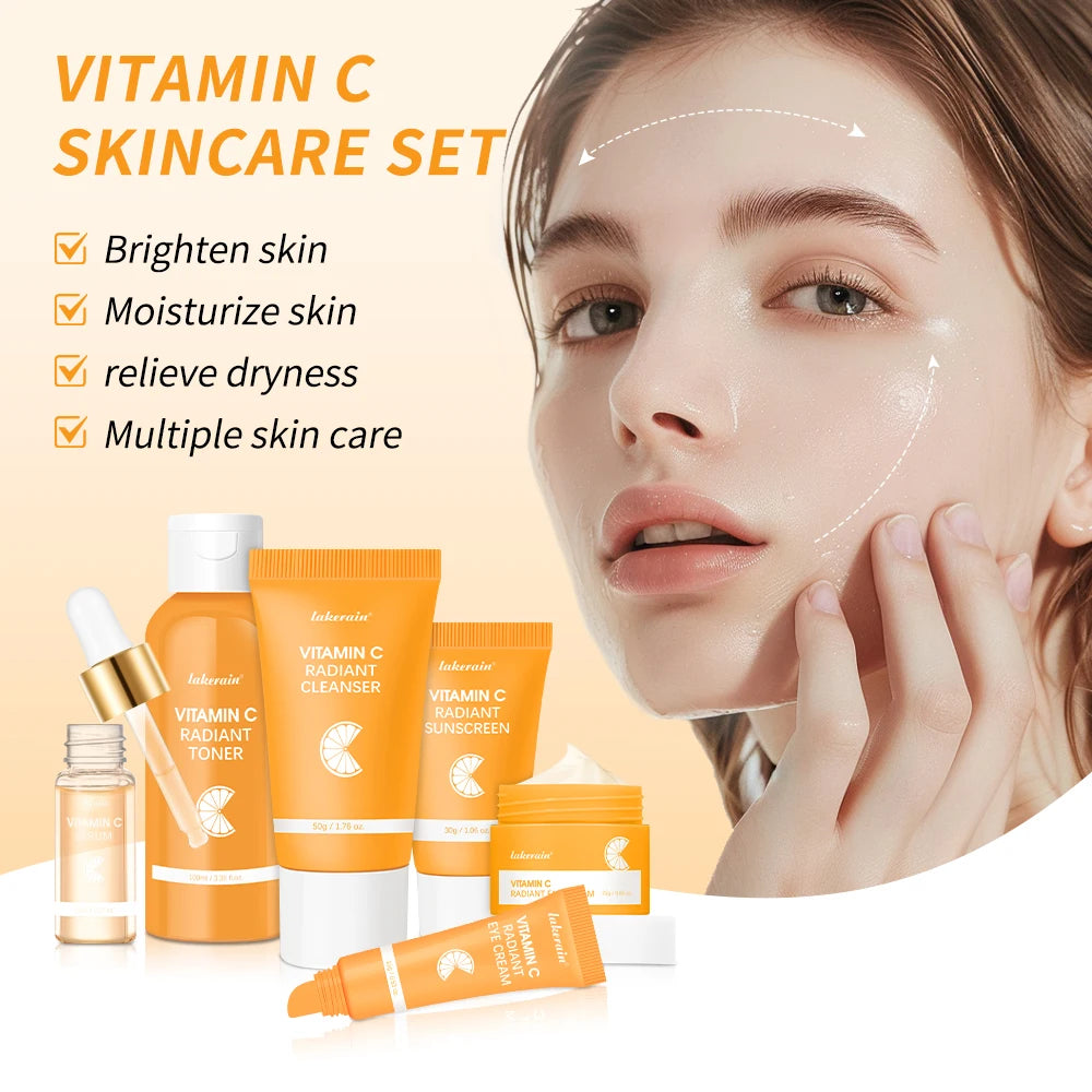 Set Vitamina C Completo - 6 Peças com Protetor Solar e Hidratação Profunda