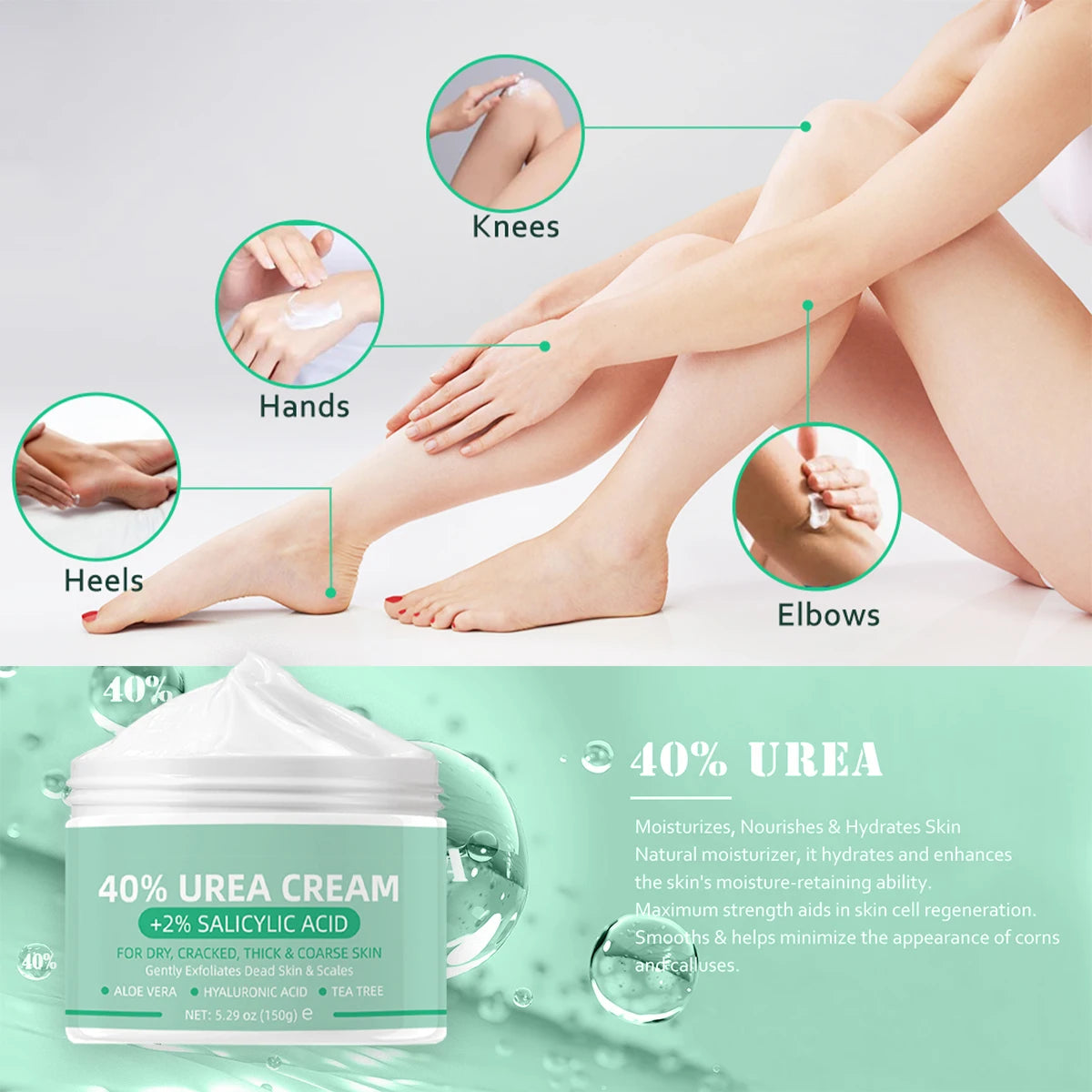 Creme de Ureia 40% + Glicerina 2% - Anti-Rachaduras para Pés e Corpo 150g