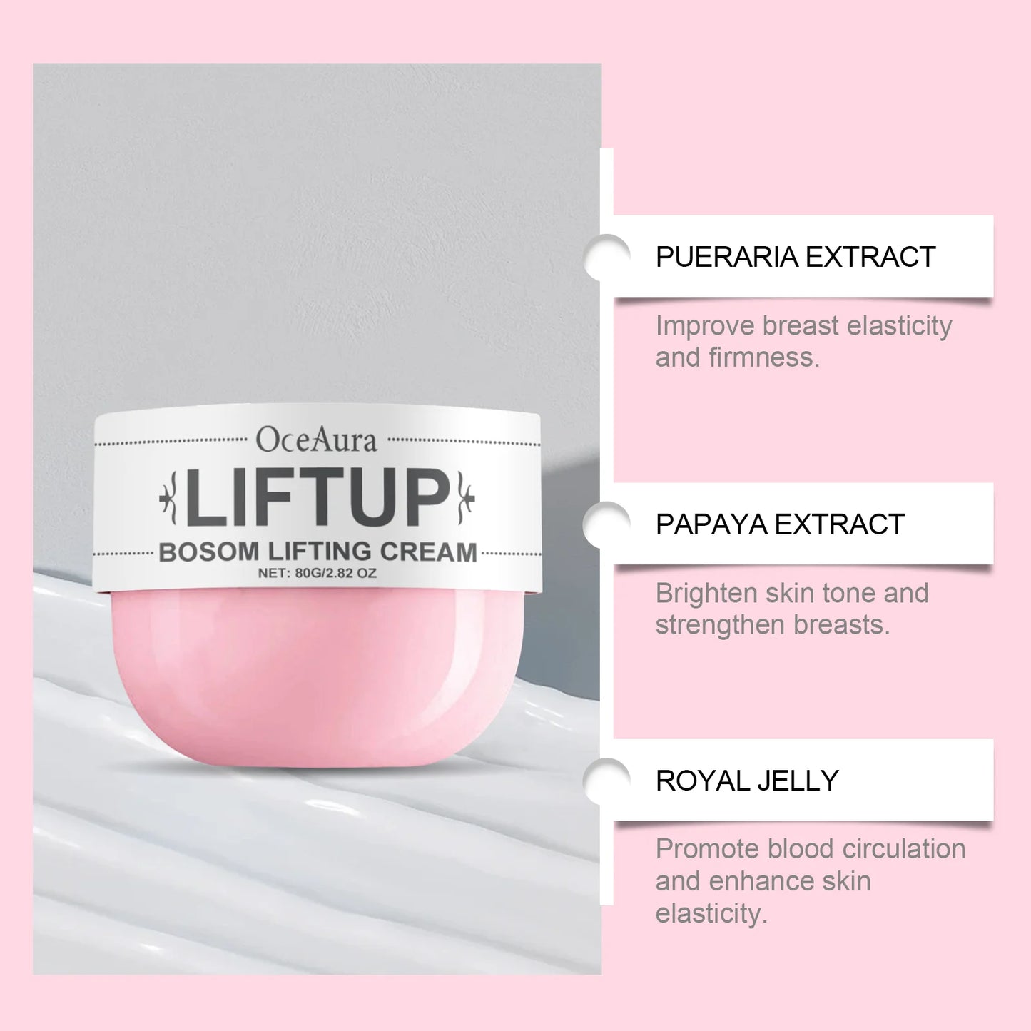 Creme Firmador de Peito Papaia e Pueraria - Geleia Real Tripeptídeo-1 Hidratante Elasticidade