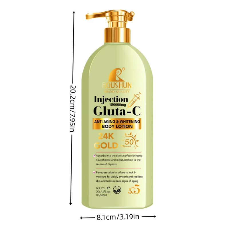 Loção Corporal GLUTA-C 600ml - 2-em-1 Hidratante e Protetor Solar