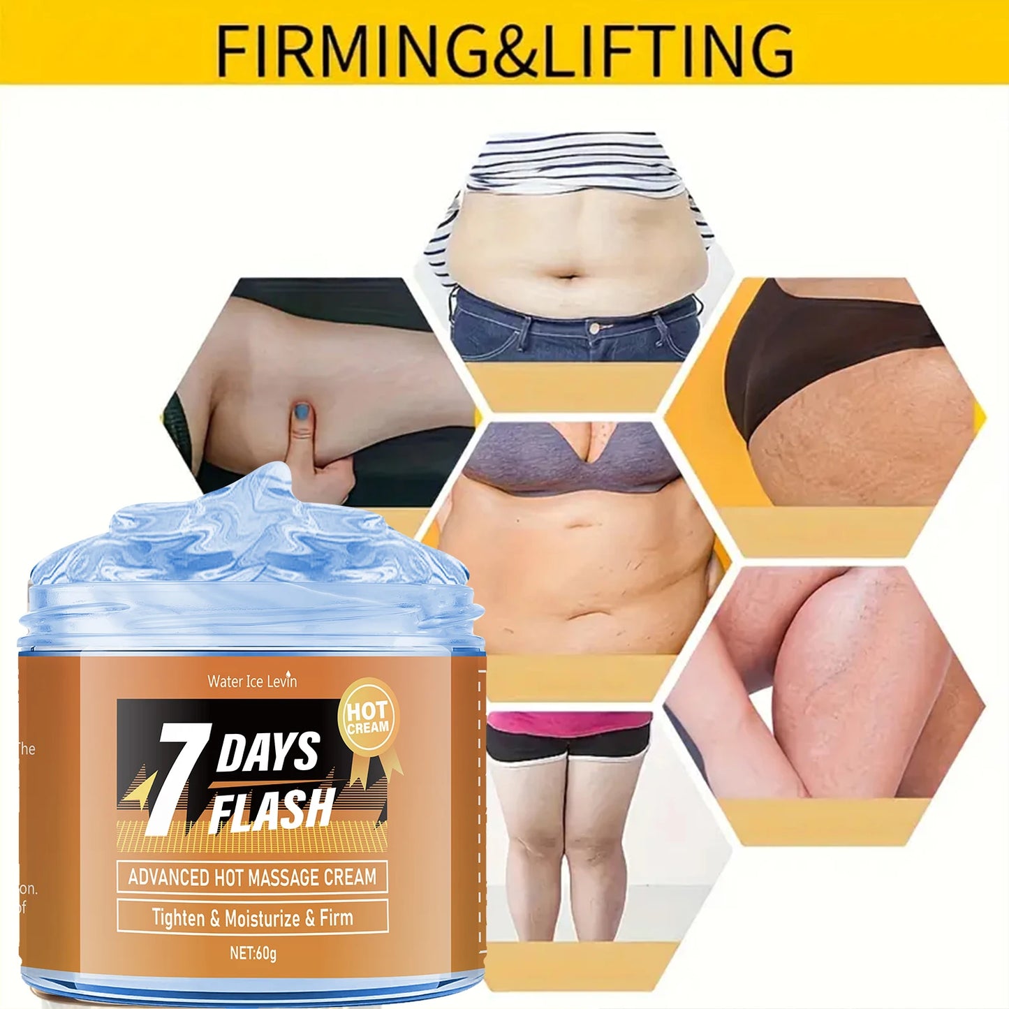 Creme de Massagem Hidratante 60g - Curcumina e Extratos Vegetais para Barriga e Pele Flácida