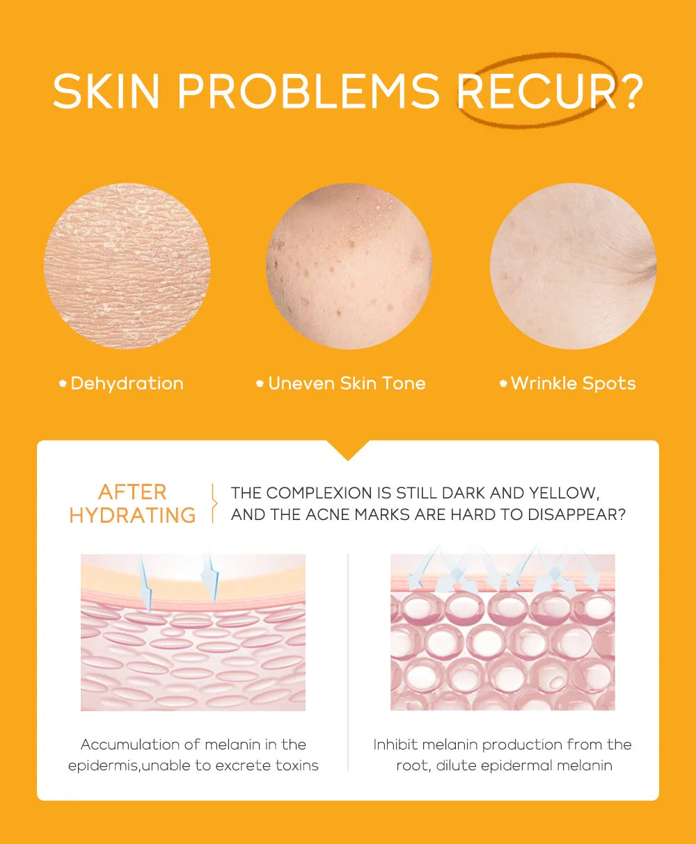 Set Completo de Cuidados Faciais com Vitamina C - 5 Peças Hidratante Anti-Idade