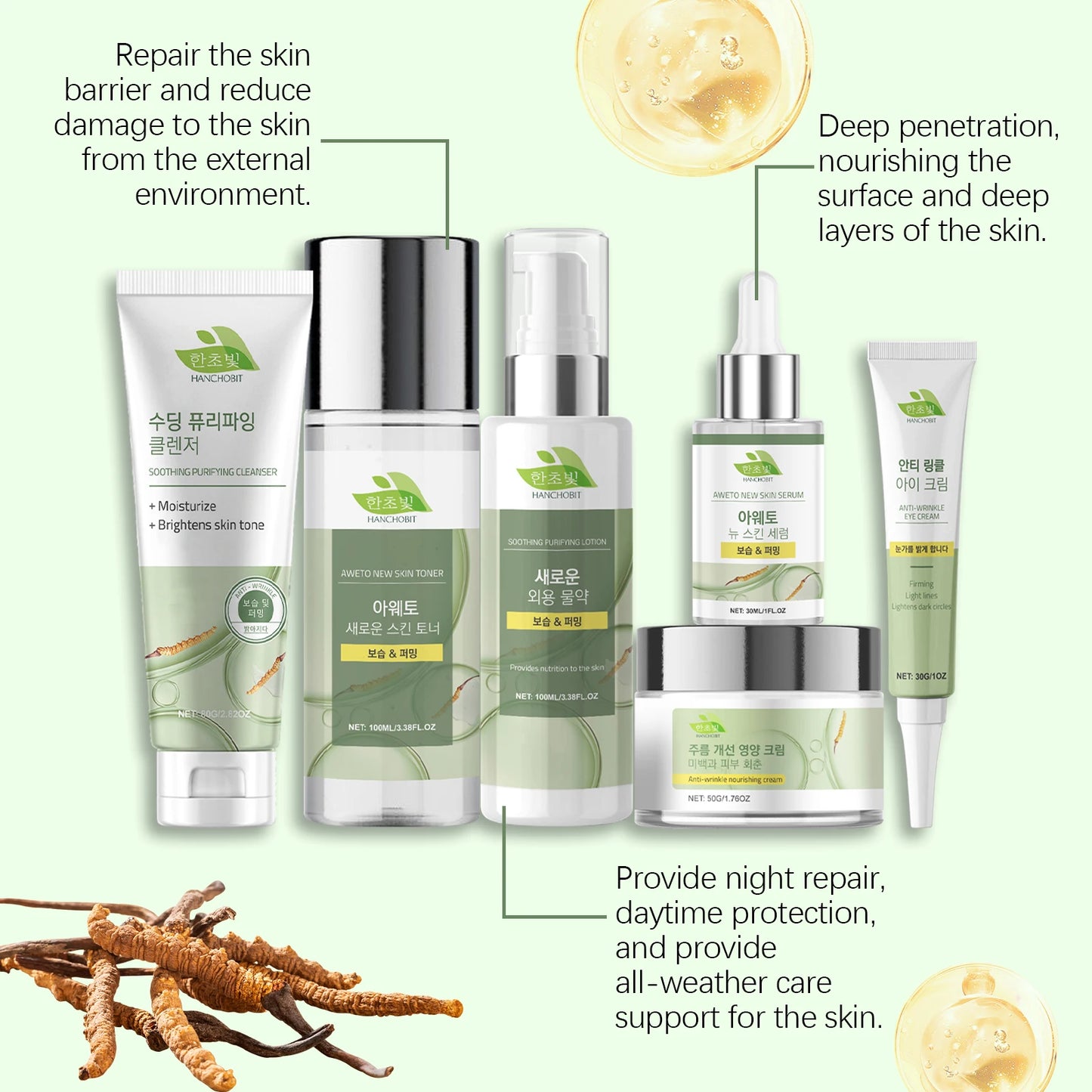 Set Coreano Completo - Reduz Poros, Linhas Finas e Olheiras - 6 Produtos