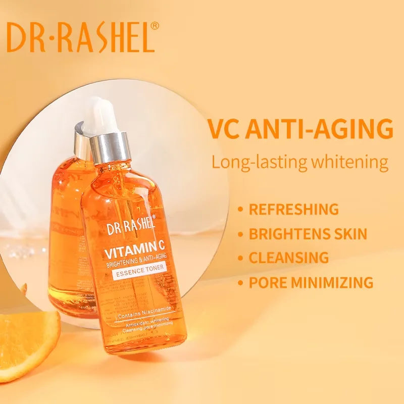 DR.RASHEL vitamin C Facial Cleanser And Toner Essence Face Cream 4-Piece Facial Skincare Set
