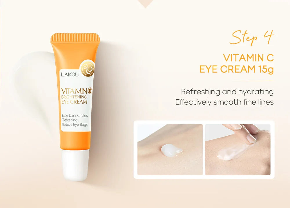 Set Completo de Cuidados Faciais com Vitamina C - 5 Peças Hidratante Anti-Idade