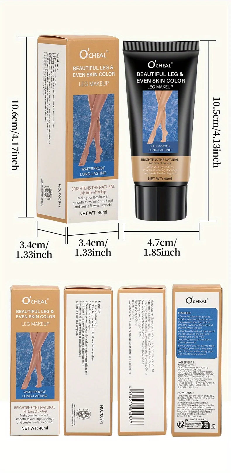 Creme Corretor Pernas à Prova de Água - Uniformiza Tom Hidratante Beleza