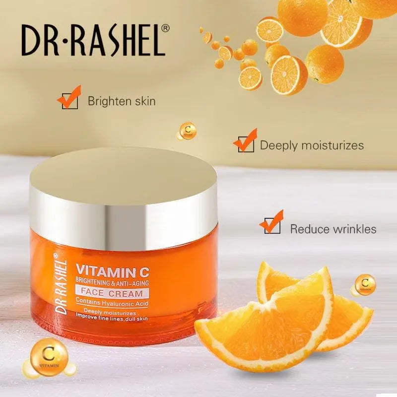 DR.RASHEL vitamin C Facial Cleanser And Toner Essence Face Cream 4-Piece Facial Skincare Set