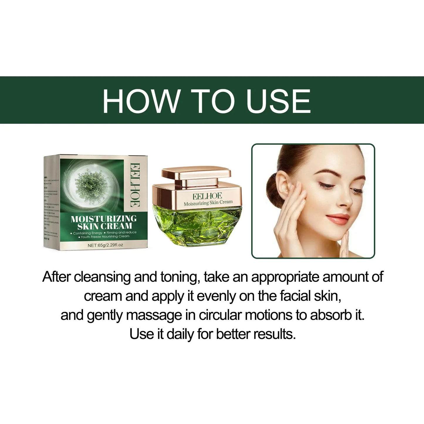 Creme Facial Colagénio EELHOE 65g - Anti-Idade Firmeza Hidratante