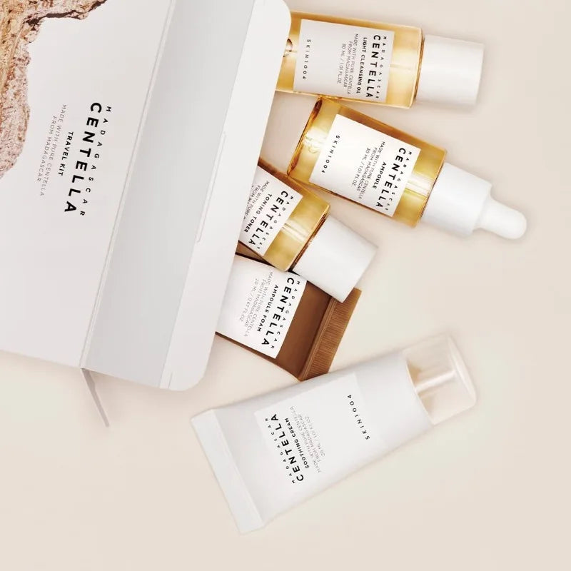 Kit de Viagem Coreano com Centella - 5 Peças Calmante e Hidratante
