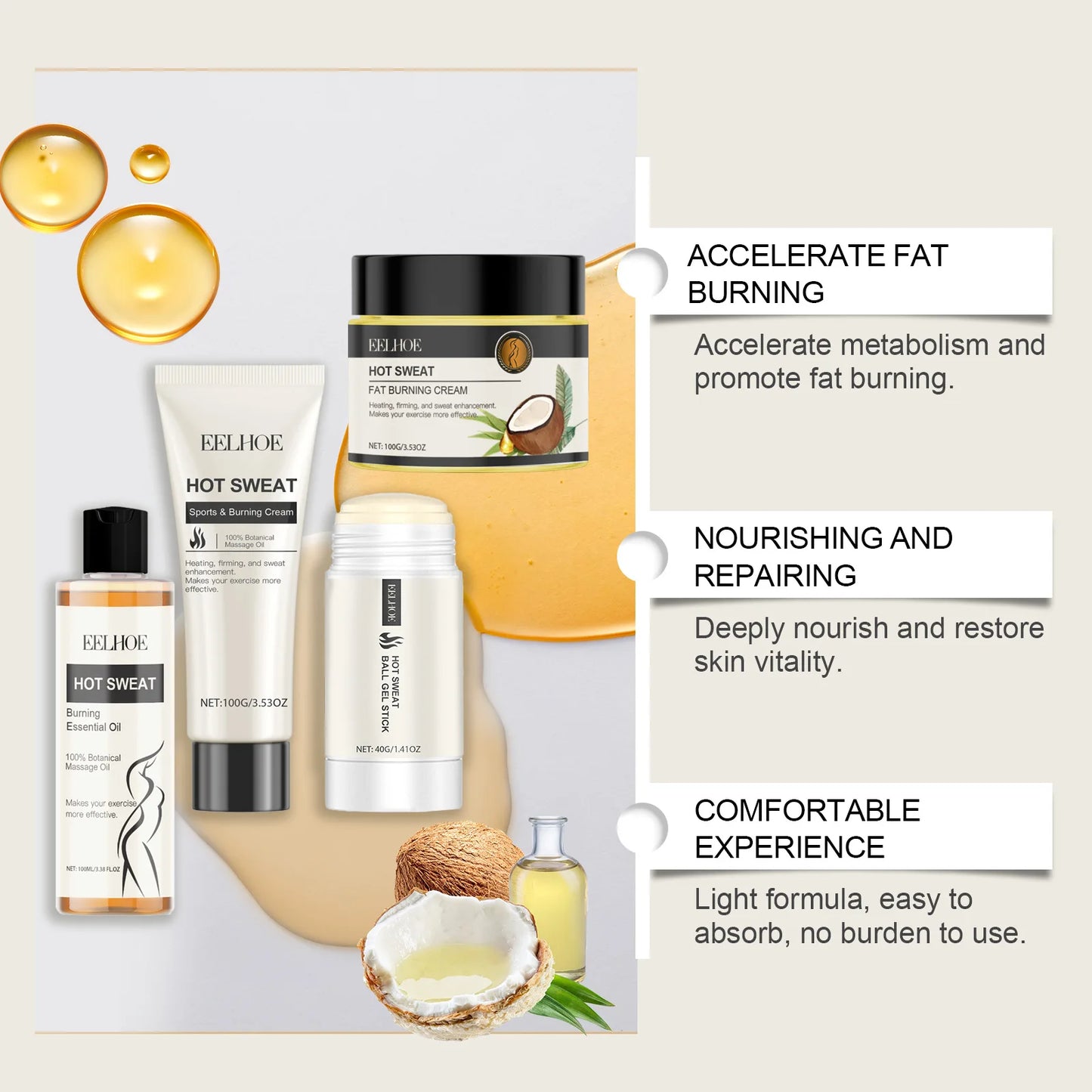 Creme Anti-Flacidez EELHOE 100ml - Firmador Abdominal Hidratante Modelador