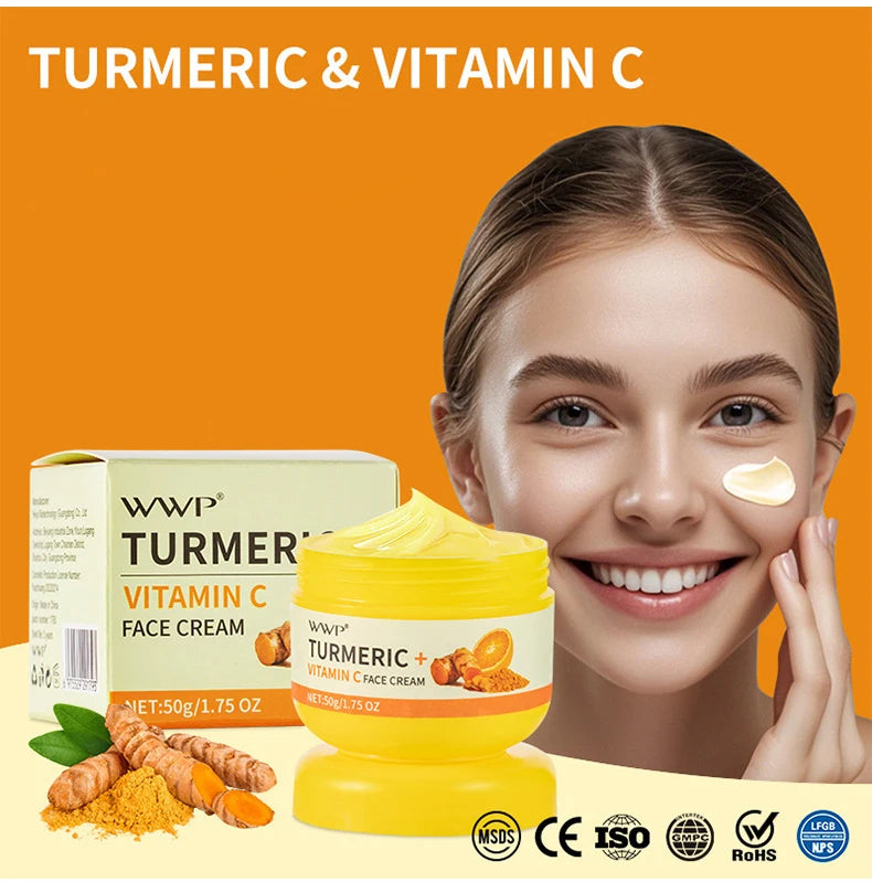 Creme Facial Açafrão Vitamina C 50g - Clareador Anti-Manchas Hidratante