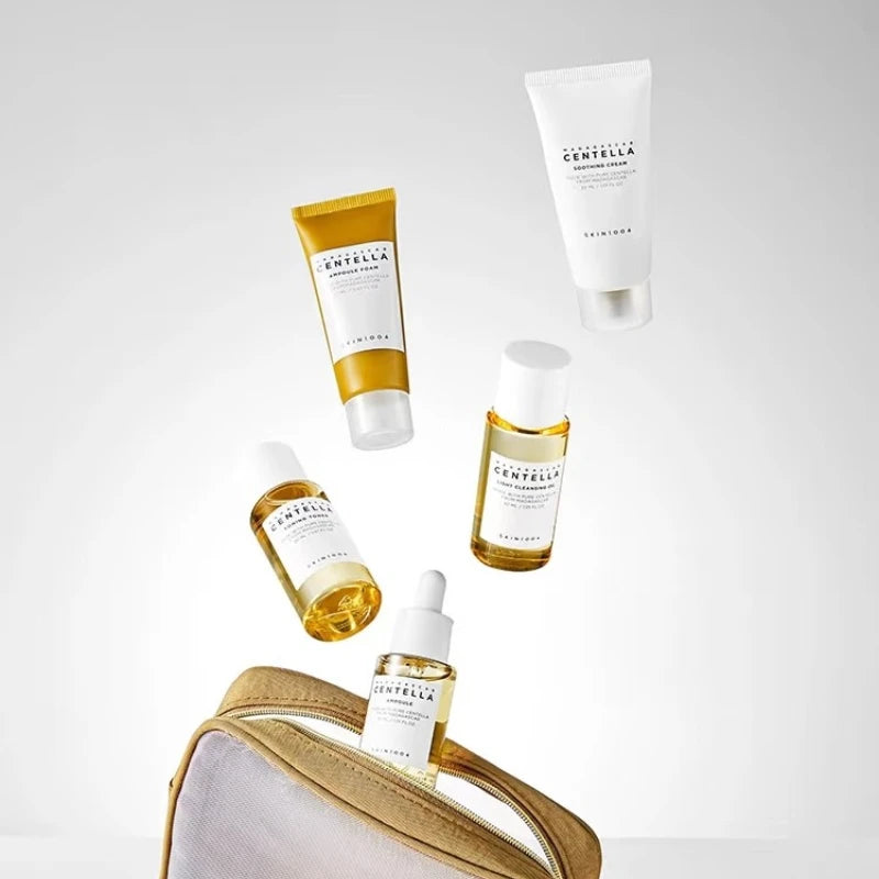 Kit de Viagem Coreano com Centella - 5 Peças Calmante e Hidratante