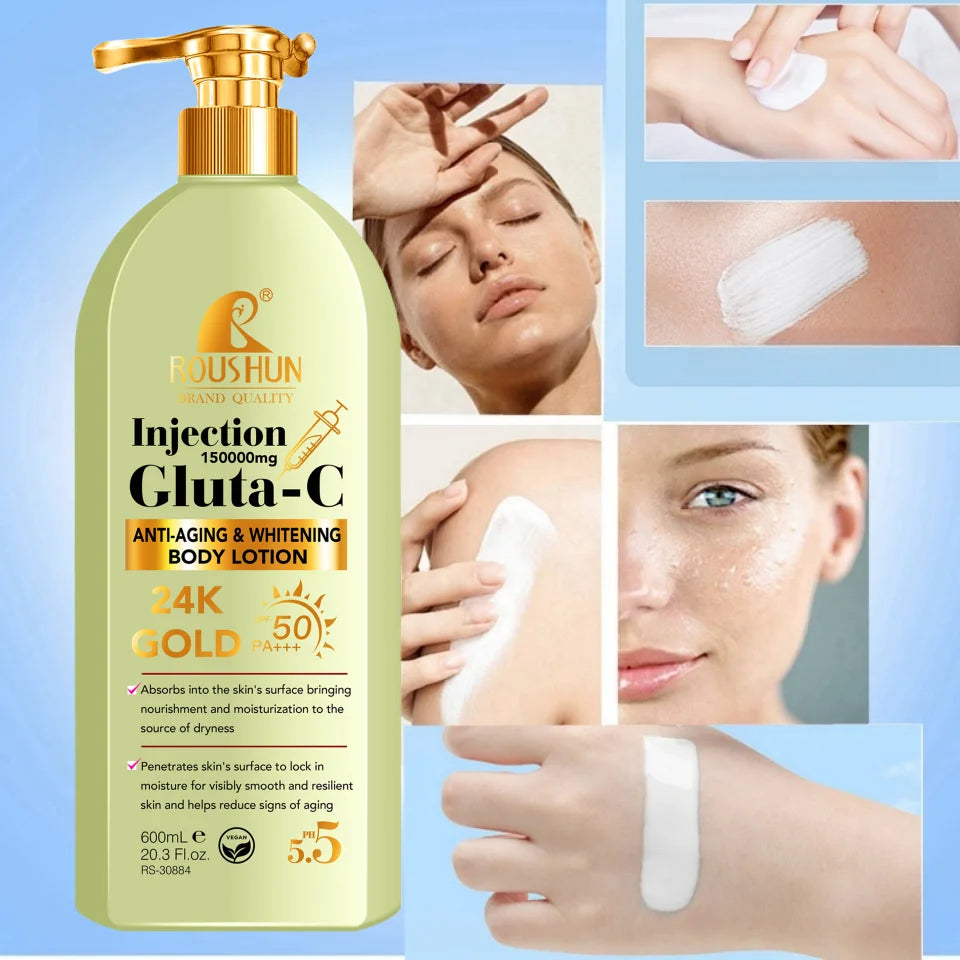 Loção Corporal GLUTA-C 600ml - 2-em-1 Hidratante e Protetor Solar