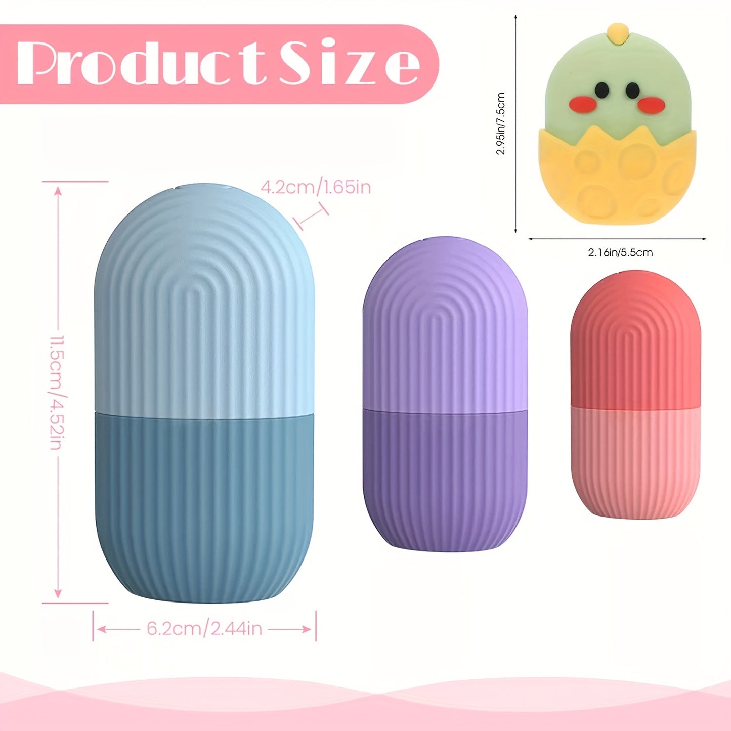 Roller Facial de Gelo em Silicone - Massagem Refrescante para Rosto, Olhos e Pescoço
