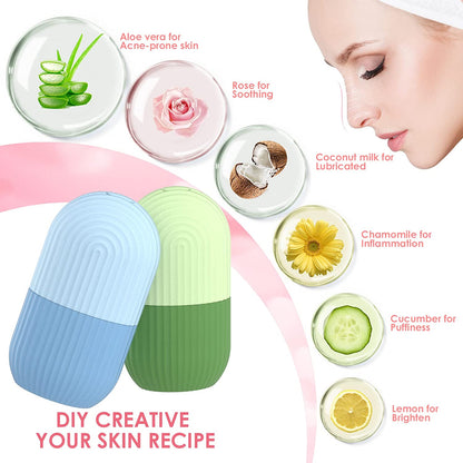 Roller Facial de Gelo em Silicone - Massagem Refrescante para Rosto, Olhos e Pescoço