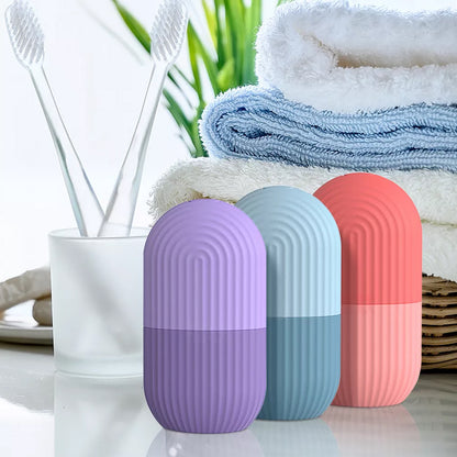 Roller Facial de Gelo em Silicone - Massagem Refrescante para Rosto, Olhos e Pescoço