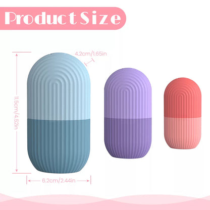 Roller Facial de Gelo em Silicone - Massagem Refrescante para Rosto, Olhos e Pescoço