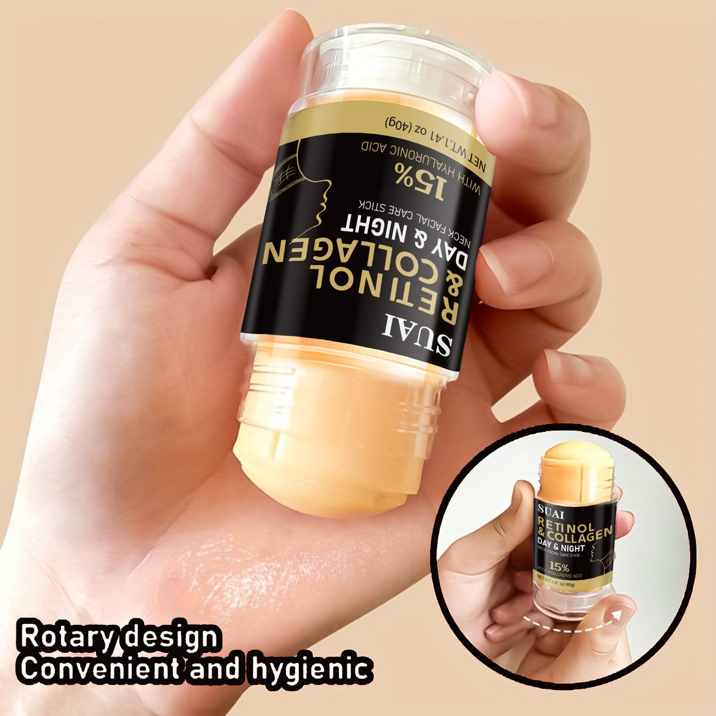 Stick Facial e Pescoço 40g - Retinol e Colagénio Hidratante e Firmador