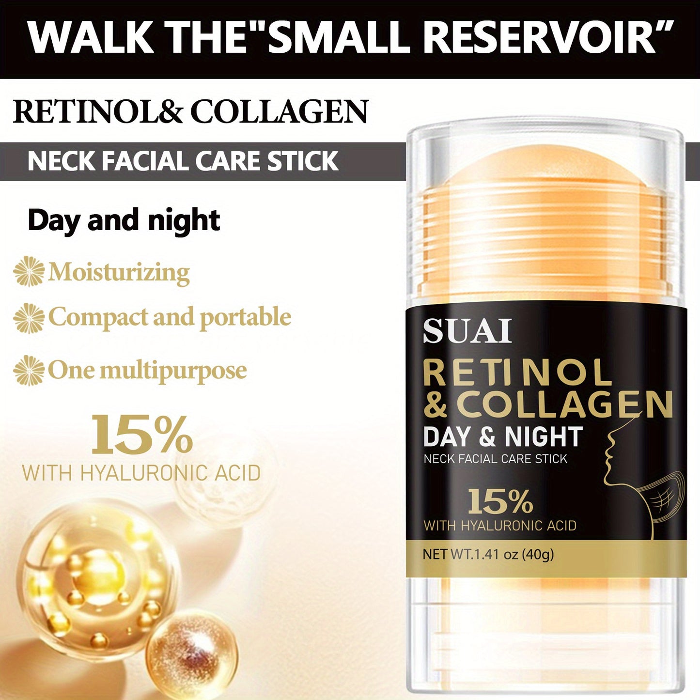 Stick Facial e Pescoço 40g - Retinol e Colagénio Hidratante e Firmador