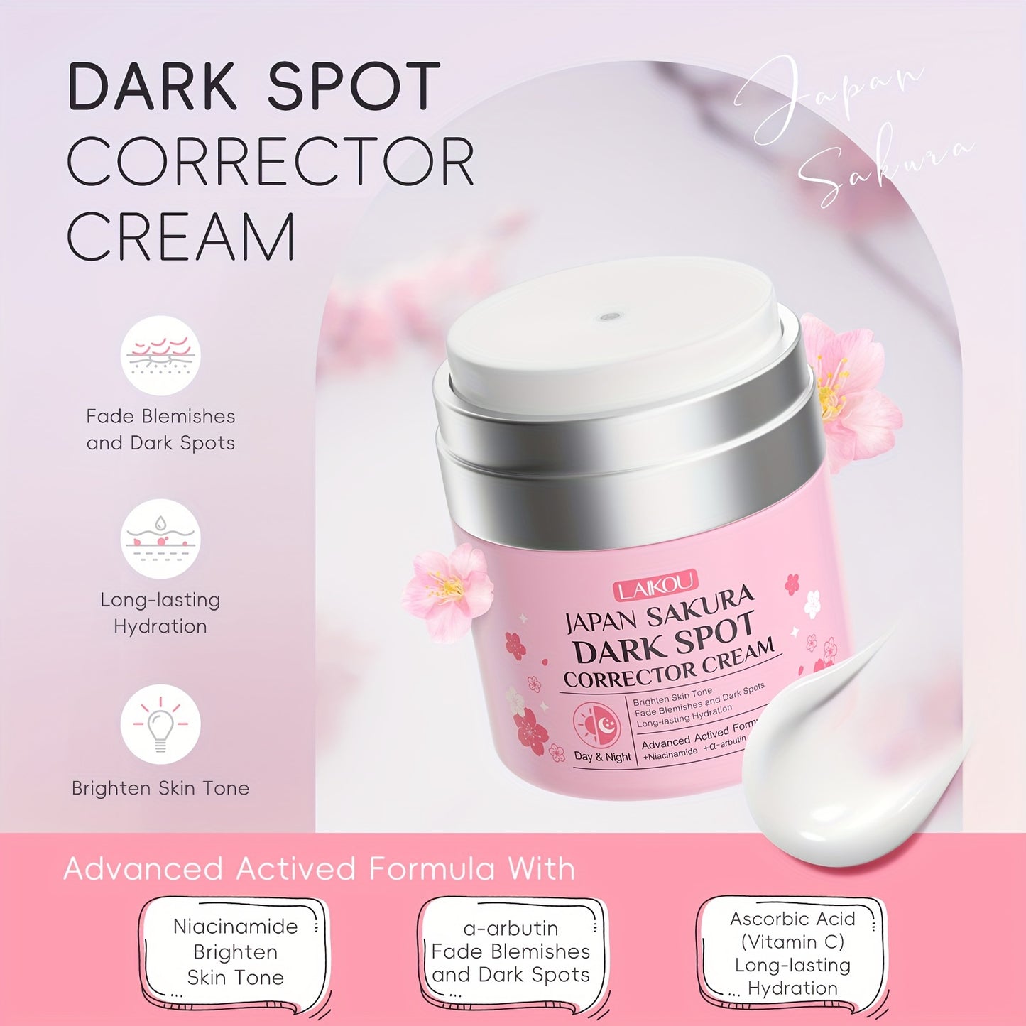 Creme Corretor Manchas Sakura 50ml - Vitamina C, E e Arbutina Anti-Idade Hipoalergénico