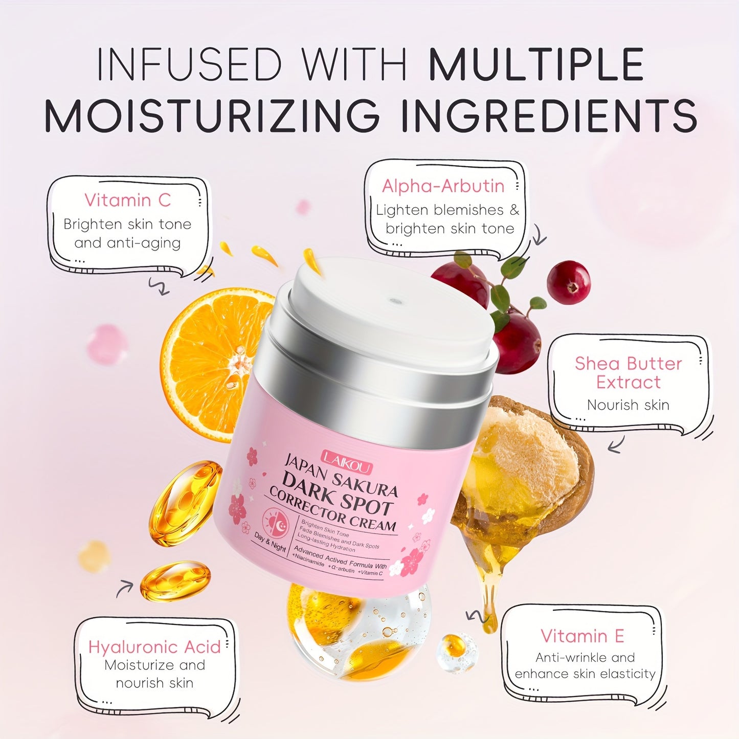 Creme Corretor Manchas Sakura 50ml - Vitamina C, E e Arbutina Anti-Idade Hipoalergénico