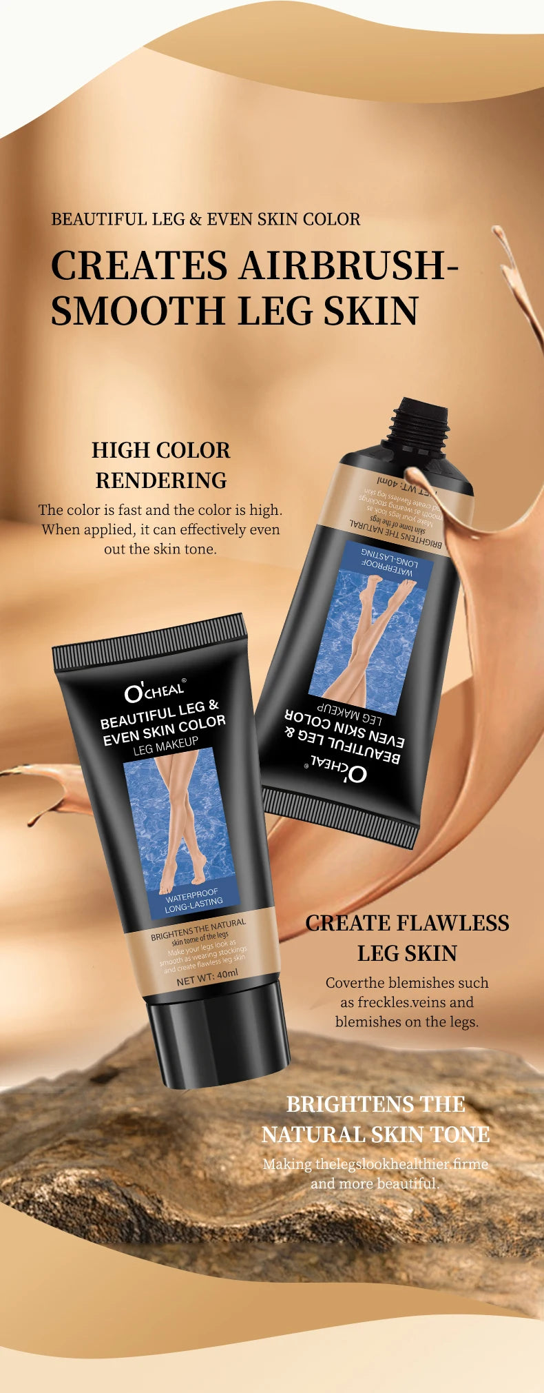 Creme de Beleza para Pernas OCHEAL - Base Hidratante com Esqualano 40ml