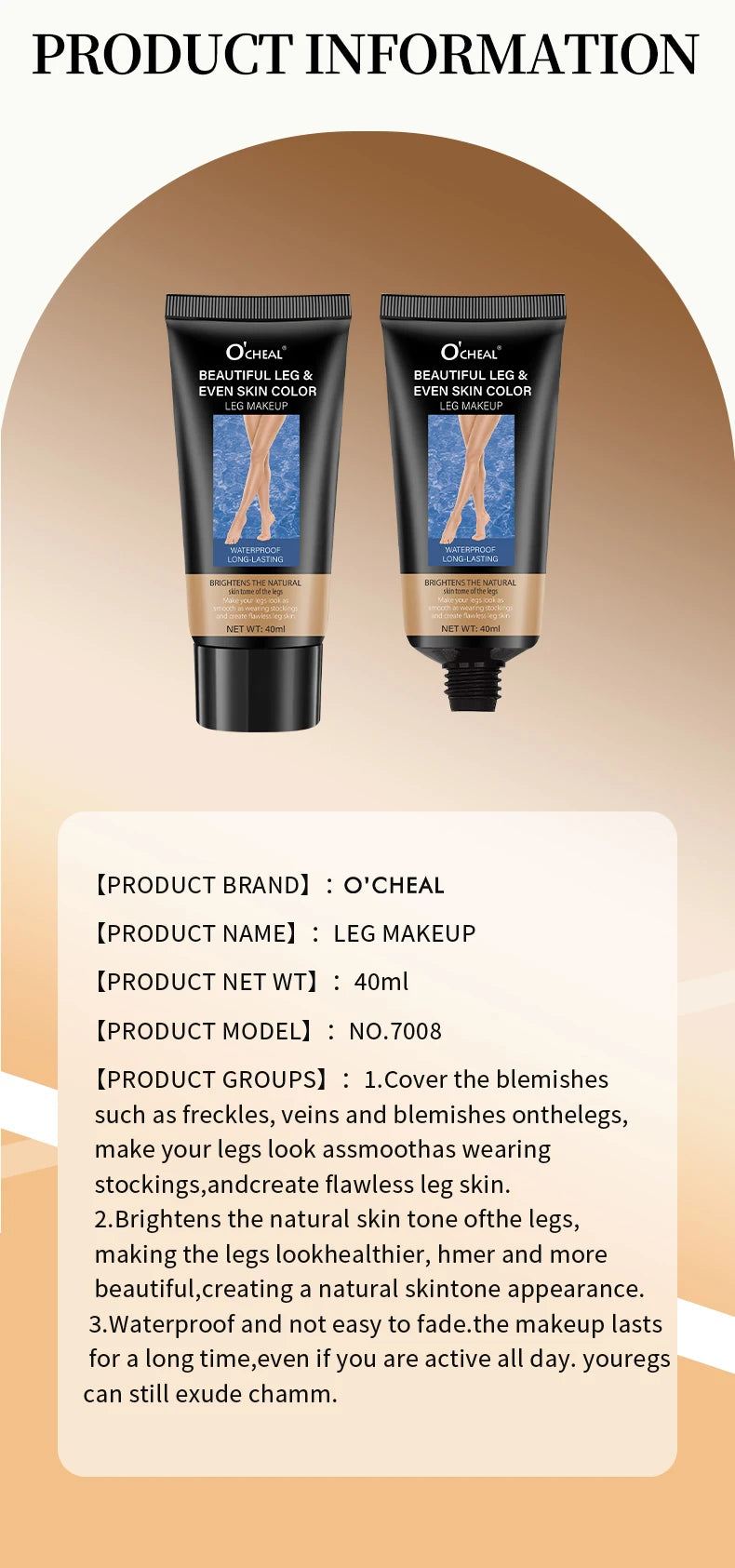 Creme de Beleza para Pernas OCHEAL - Base Hidratante com Esqualano 40ml