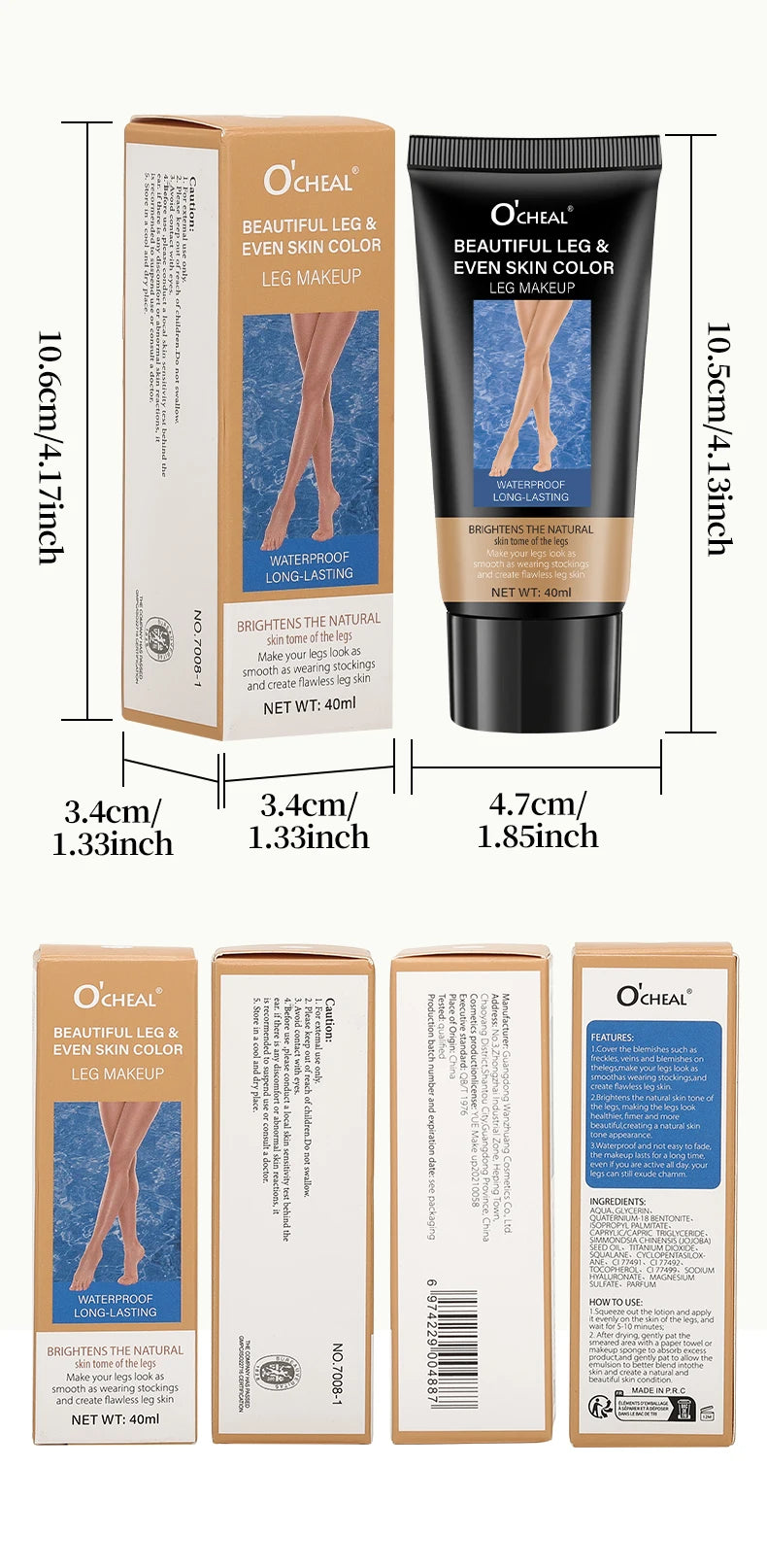 Creme de Beleza para Pernas OCHEAL - Base Hidratante com Esqualano 40ml