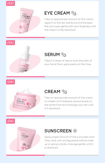 Set Presente Sakura Japonês - 6 Peças com Protetor Solar Gift Set