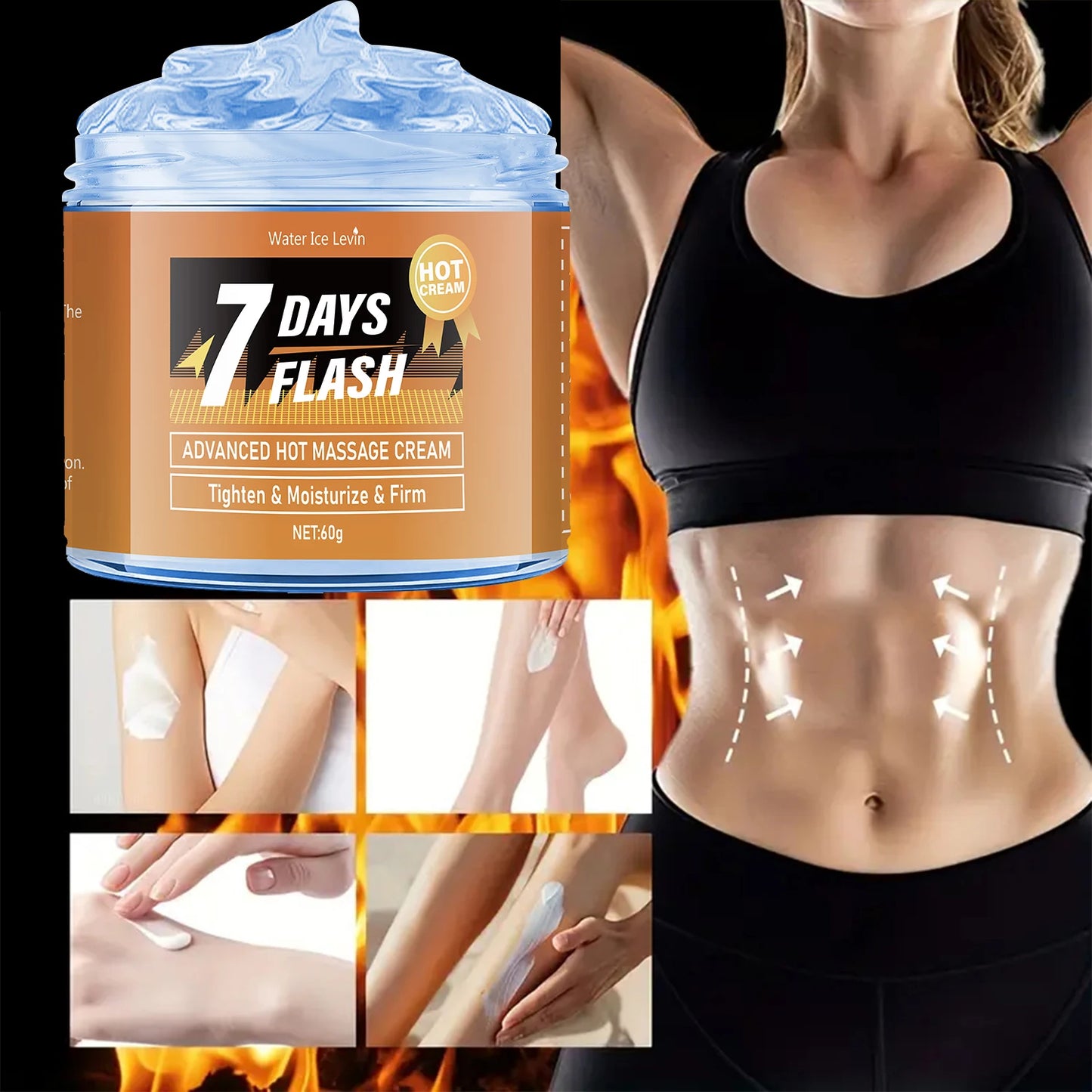 Creme de Massagem Hidratante 60g - Curcumina e Extratos Vegetais para Barriga e Pele Flácida