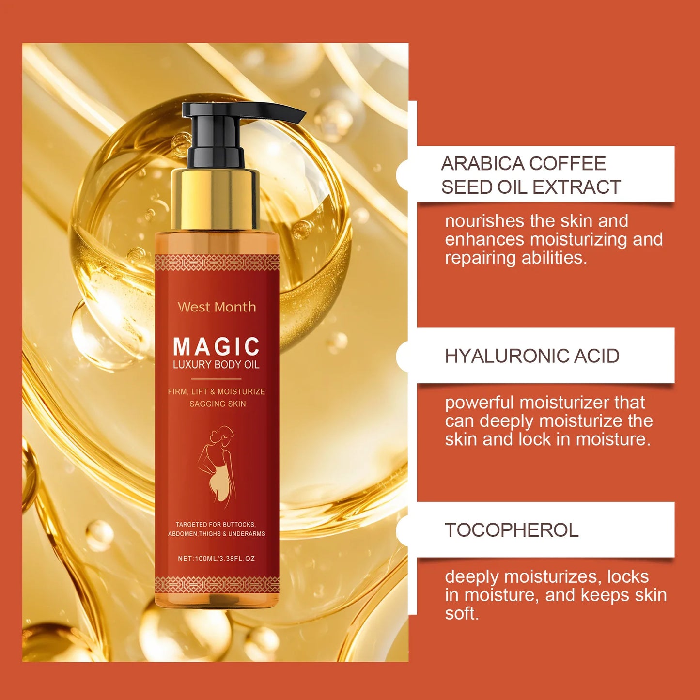 Óleo Corporal Mágico de Luxo - Hidratante e Firmador 100ml