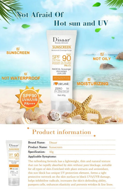 Protetor Solar Facial e Corporal SPF 90 - Anti-Idade Hidratante Clareador