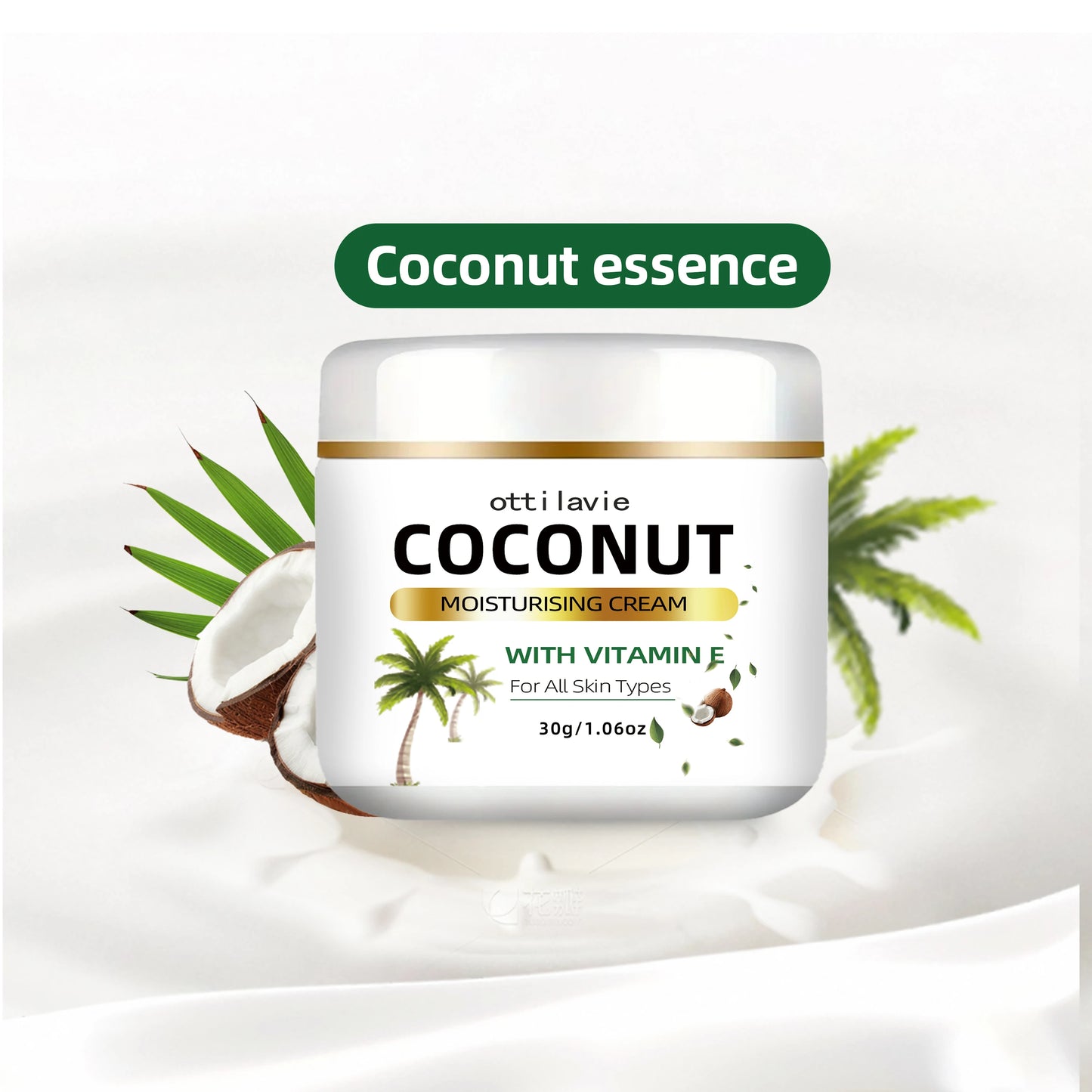 Creme Hidratante de Coco 24h com Vitamina E e Colagénio - Hipoalergénico para Todos os Tipos de Pele