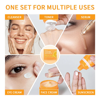 Set Vitamina C Completo - 6 Peças com Protetor Solar e Hidratação Profunda