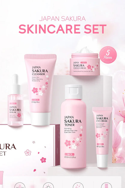 Kit Sakura LAIKOU - 5 Peças Hidratante Anti-Rugas e Limpeza de Poros