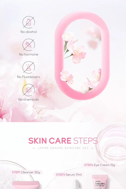 Kit Sakura LAIKOU - 5 Peças Hidratante Anti-Rugas e Limpeza de Poros