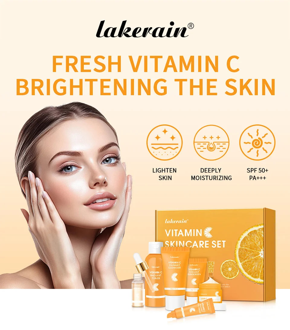 Set Vitamina C Completo - 6 Peças com Protetor Solar e Hidratação Profunda