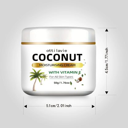 Creme Hidratante de Coco 24h com Vitamina E e Colagénio - Hipoalergénico para Todos os Tipos de Pele