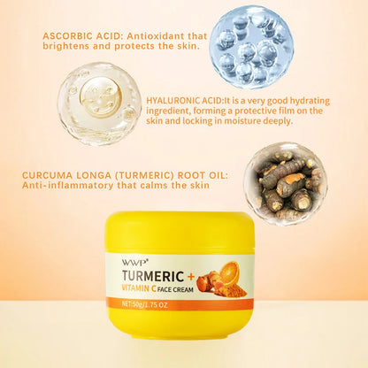 Creme Facial Açafrão Vitamina C 50g - Clareador Anti-Manchas Hidratante