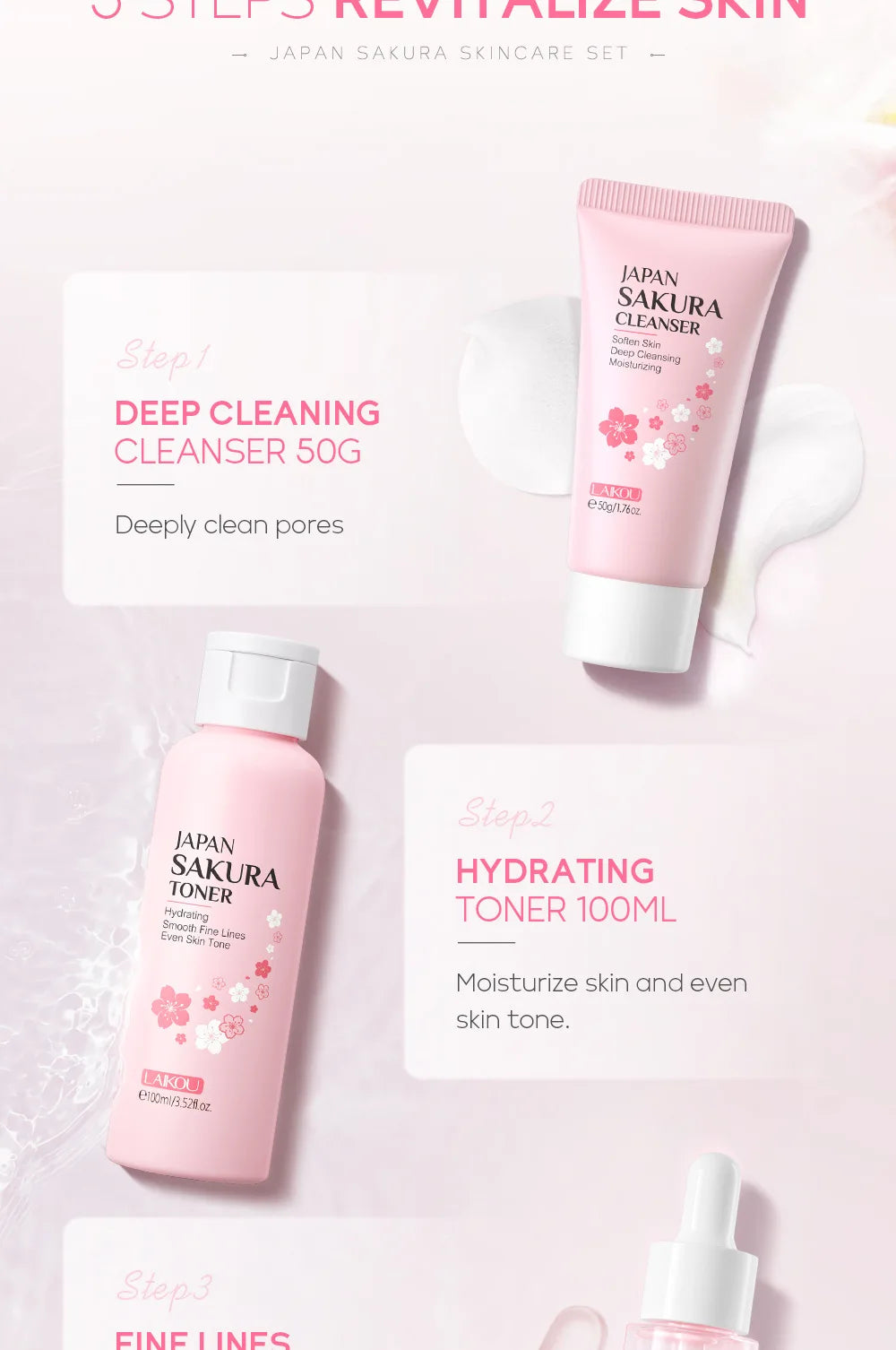 Set Sakura LAIKOU Essencial - 5 Peças para Pele Áspera e Seca